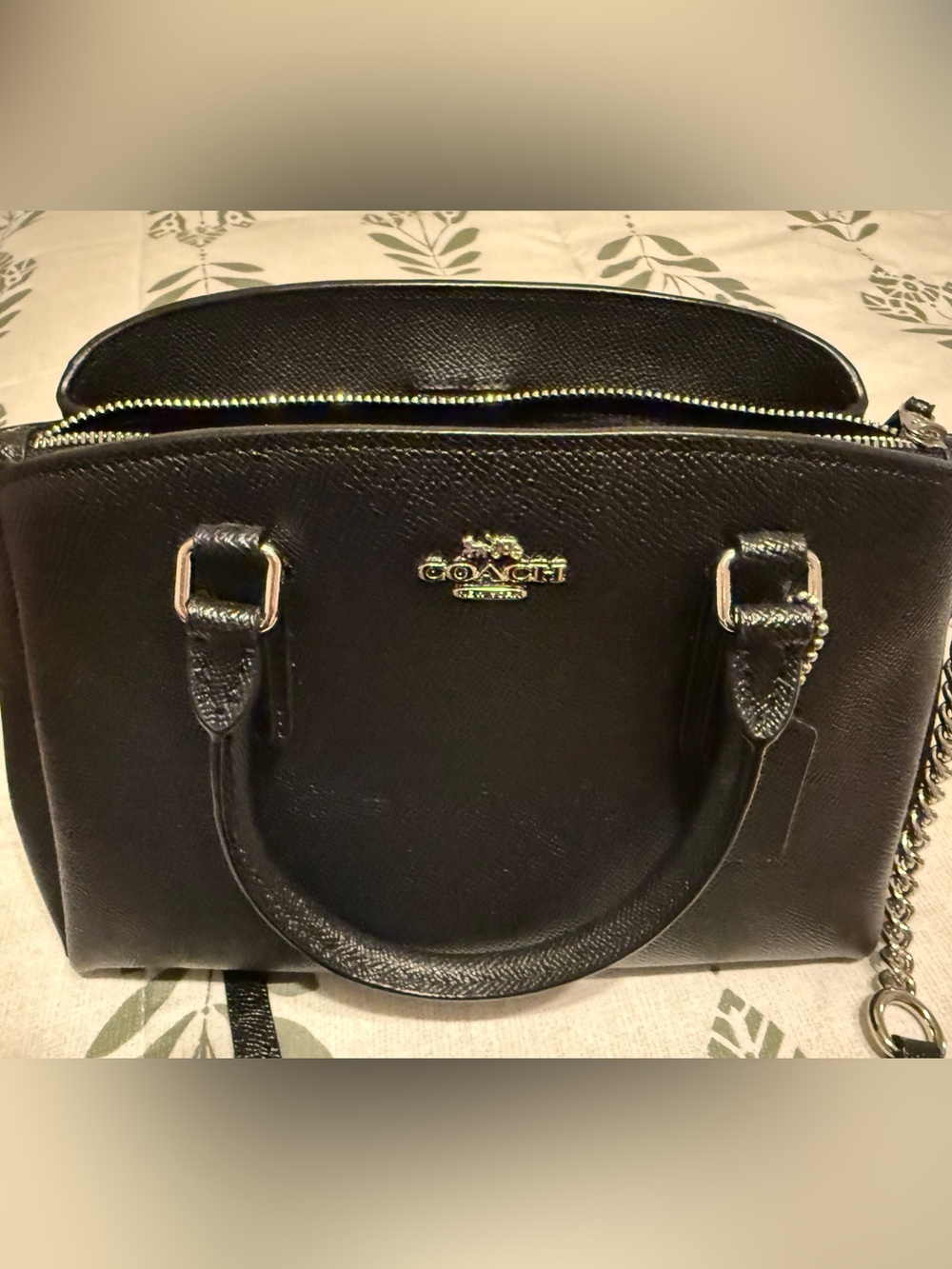 Coach Black Leather Satchel with Silver Hardware